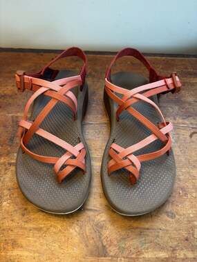 Chaco Women's ZX/2 Cloud Multi-Strap Sandals in Solid Peach/Rust Size 8
